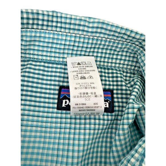 Patagonia Green Plaid Short Sleeve Button Up Shirt Pocket Collared Men's XL - Picture 7 of 7